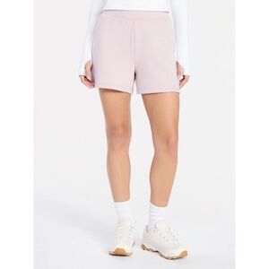 Avia Luxe Satin Trim Fleece Sweatpant Knit Shorts Size L Mauve Dream